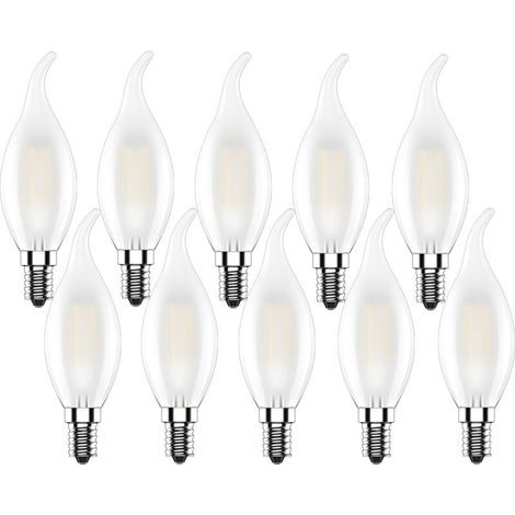 E14 Led-kerzenbirne, 4w Flammenbirne, Warmweißes 2700k Led-filament, Edison-kerzenformlampe 400lm, Nicht Dimmbar, Matt, 10 Stück [energieklasse E]