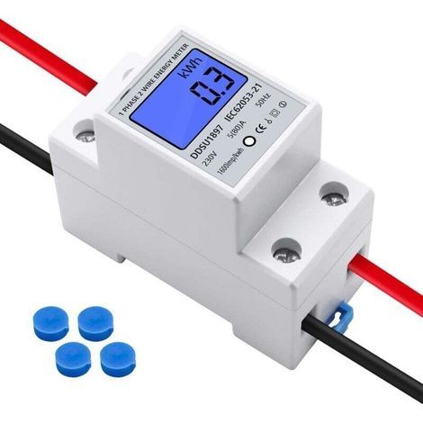 Stromzähler, 230 V, 5 (80) A, 2-draht, 2-polig, Digitales Lcd-display Mit Din-schiene, Einphasiges Elektronisches, Schienenmontiertes Digitales Netzteil, Kwh