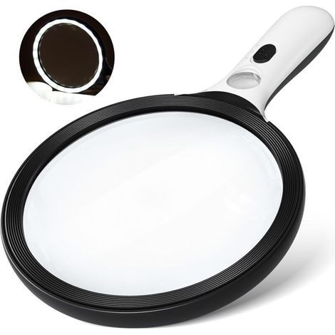 Große, Tragbare Leselupe (130 Mm), 20- Bis 30-fache Vergrößerung, Mit 24 Leds Und Uv-lampe, Für Senioren Und Kinder, Zum Lesen, Für Schmuck Und Briefmarken