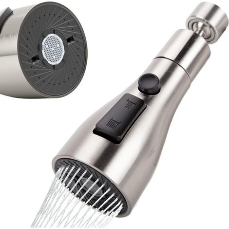 Ersandy – 360° Drehbarer Küchenarmatur-ausziehbrausekopf – 3 Strahlarten – Wassersparend – Inklusive M24/fm20 Schwenkadapter