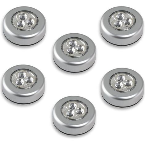 Set Mit 6 Batteriebetriebenen Led-lampen – Weißes Licht – Einfache Montage Auf Jeder Oberfläche – Für Beengte Räume Und Notbeleuchtung