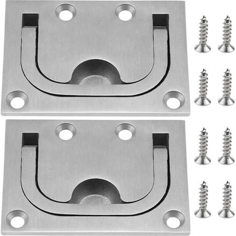 Bündig Eingelassener Lukengriff Aus Edelstahl 316 – 2er-packung Mit Schrauben – Abmessungen 76 X 57 Mm – Für Möbel Und Boote