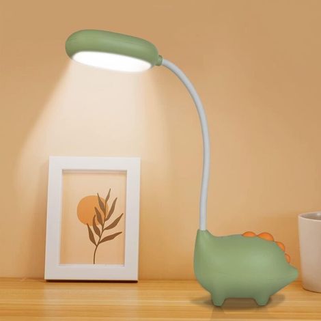 Led-schreibtischlampe Für Kinder – Dimmbar Mit Berührungssensor – 3 Helligkeitsstufen – Usb-aufladbar – Grünes Abs-material