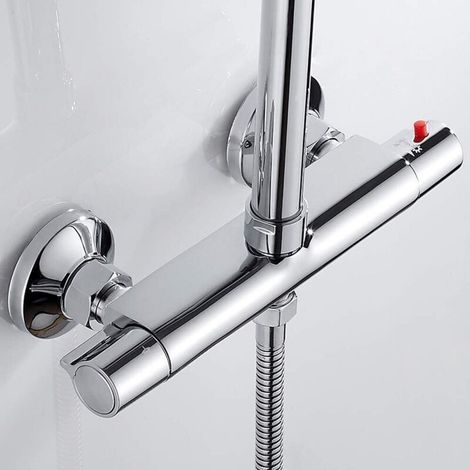 Thermostatische Duscharmatur Mit 2 Auslässen (oben Und Unten) – Verchromtes Messing – Verbrühungsschutz – Schnelle Und Einfache Installation