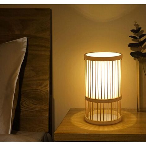 Schreibtischlampe, Dekorative Kaminlampe Im Bohème-bambusstil, Japanische Creuse-lampe, Innendekoration Für Zimmer, Salon, Tisch Oder Schreibtisch Mit Ampulle