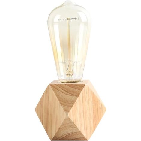 Tischlampe Aus Holz, Kleine Nachttischlampe Mit Holzsockel, Hübsches Nachtlicht, Perfekt Für Schlafzimmer, Wohnzimmer Oder Büro, E27 (leuchtmittel Nicht Enthalten)
