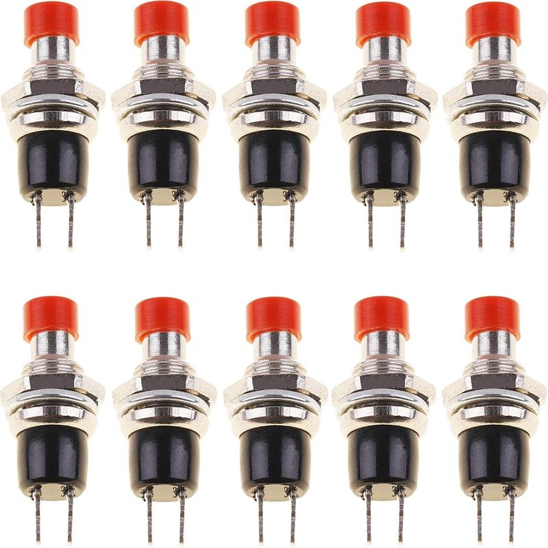 10 Stück Pbs-110 Pbs-105b Mini-mikro-drucktaster Ohne Verriegelung, Sofort-ein-/ausschalter, Rot (normalerweise Geschlossen)