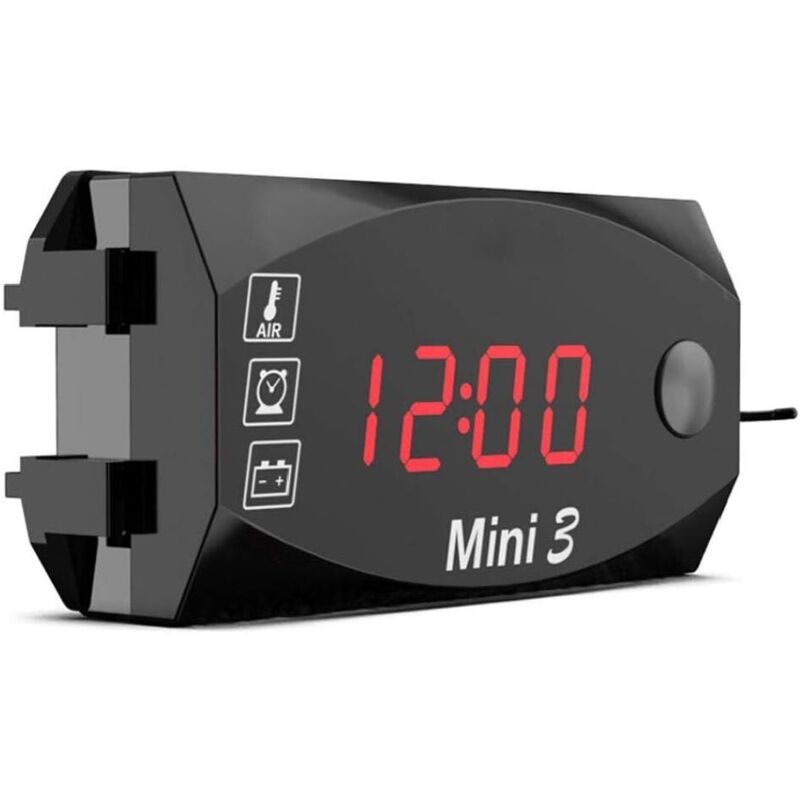 1 Stück 12v Motorrad Digitaluhr Voltmeter Thermometer Motorrad-nachrüstzubehör 3-in-1 Elektronisches Messgerät Für Motorräder, Hochpräzision Rot