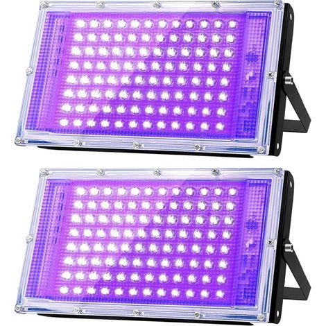 100-w-schwarzlichtprojektor, Leistungsstarke Uv-leuchte, 395 Nm, Ip66 Wasserdicht, Geeignet Für Schwarzlichtpartys, Fluoreszierende Poster (zweiere Packungen)