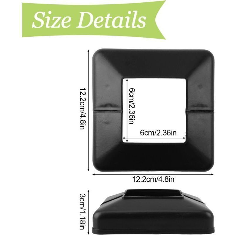 Set Mit 4 Kunststoff-pfostenfußabdeckungen – 60 X 60 Mm – Dekorative Abdeckung Für Treppengeländer – Schwarz