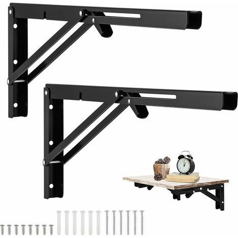 Schwarze, Klappbare Wandhalterung 500 X 170 Mm – Robuste, Klappbare Halterung – Einfache Montage Für Garage Und Werkbank