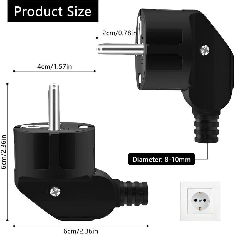8-teiliges Steckerset (männlich), Außenstecker (männlich), Schuko-stecker, 250 V 16 A Netzteil, Winkelstecker Für 8-10 Mm Kabel, Stecker Für Haushaltsgeräte