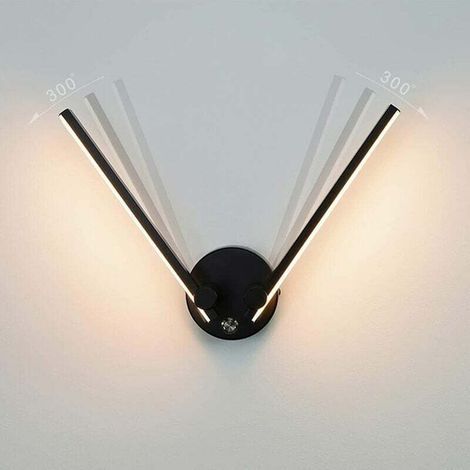 Badezimmer-wandleuchte Mit Schalter, 2 Glühbirnen, 12 W, Led Für Badezimmerspiegel 73 Cm, Doppel-led-licht, 300° Verstellbarer Arm (schwarz 3000 K)