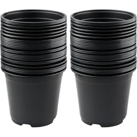 Packung Mit 50 Schwarzen, Flexiblen Kunststoff-blumentöpfen, 15 Cm – Für Sämlinge Und Stecklinge – Hohe Atmungsaktivität Und Flexibilität