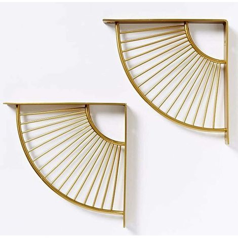 Odipie – Set Mit 2 Goldenen Dreieckigen Metall-regalträgern – Wandhalterungen – Tragkraft 40 Kg – Abmessungen 20 Cm – 2020 Cm