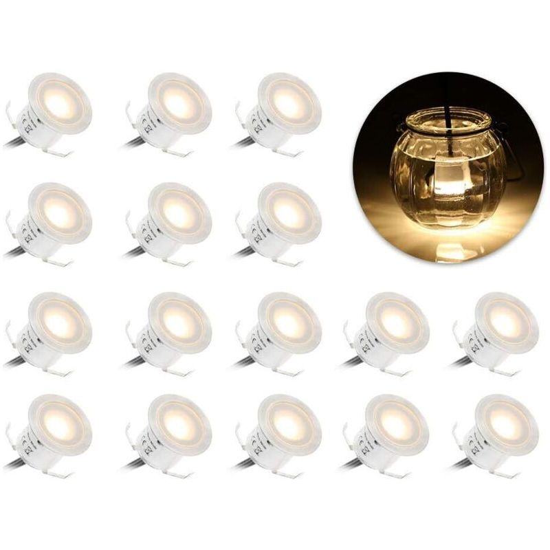 16er-pack Wasserdichte Led-einbaustrahler (ip67) – 0,6 W, Warmweiß (3000 K) – Für Terrasse, Wege, Treppen Und Pool – 16 Stück