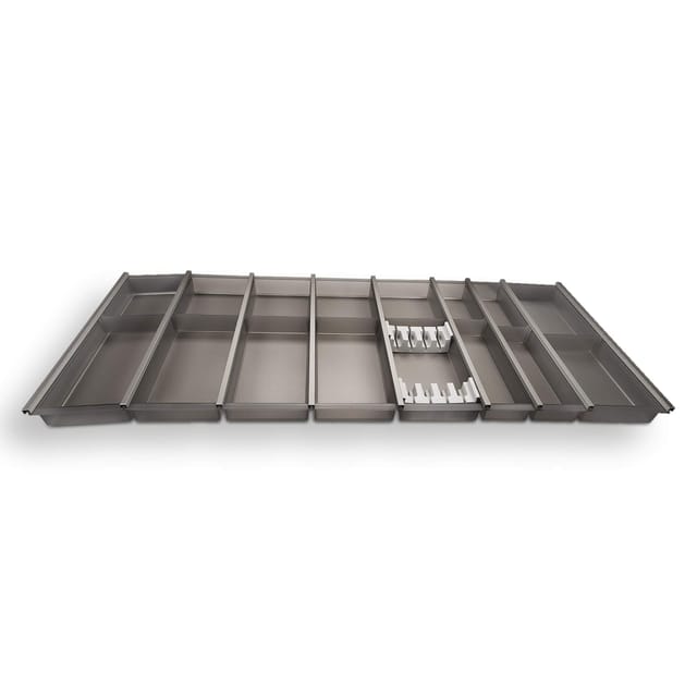 SOTECH Cuisio Besteckeinsatz 1200 mm Höhe 55 mm Transluzent Graphitgrau mit Messerblock