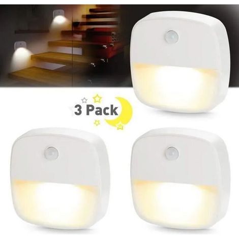[3er-pack] Led-wandnachtleuchte Mit Bewegungsmelder Und Lichtsensor, Innenbeleuchtung Für Babyzimmer, Wohnzimmer, Garage