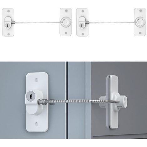 Set Mit 2 Schlössern Für Kühlschrank Und Gefrierschrank, Inklusive Schlüssel Für Kindersicherheit, Schloss Zur Sicherung Von Kühlschrank Und Schränken, Weiß