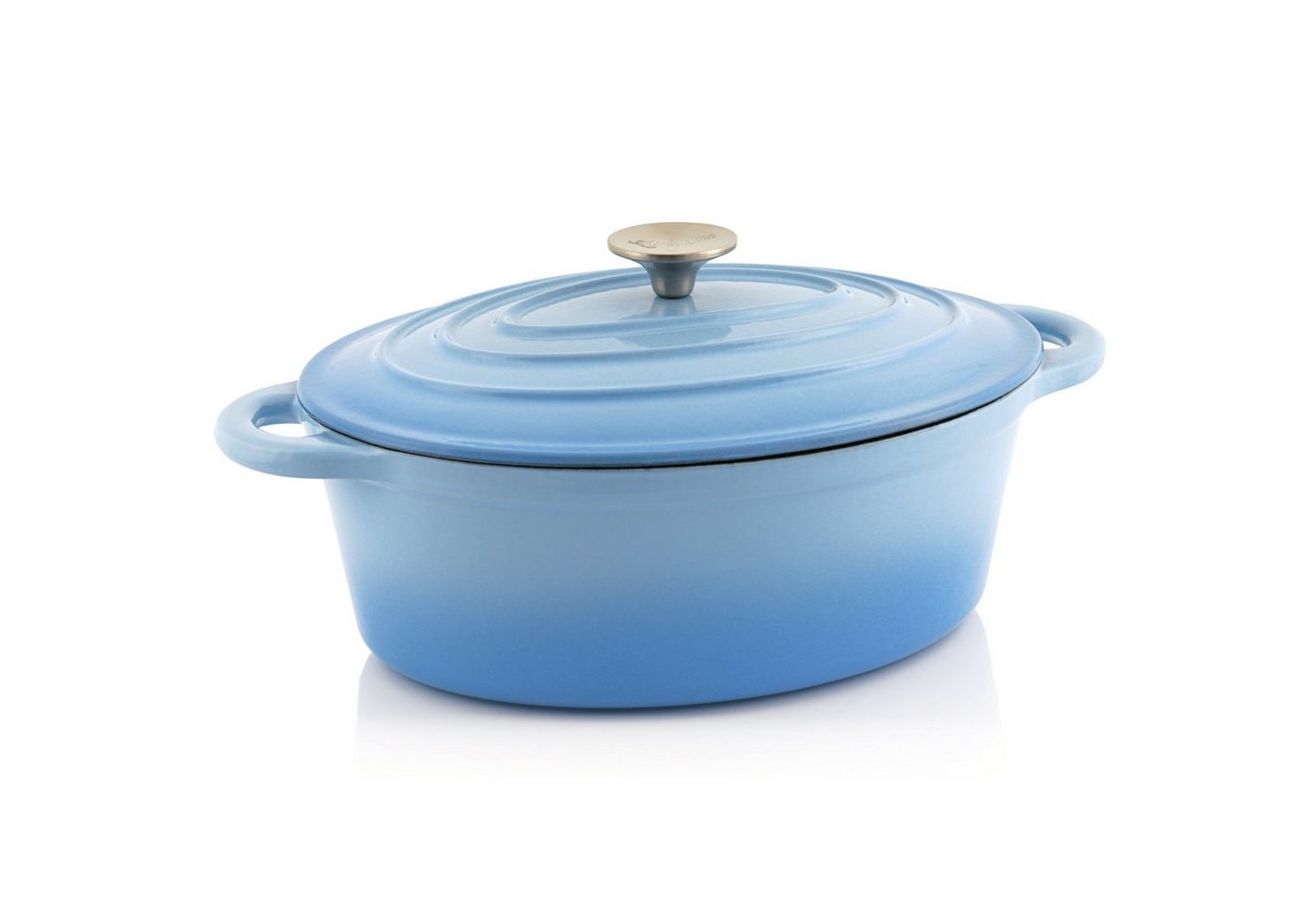 Bbq-toro Gusseisen Cocotte, 4,3 Liter, Blau, Oval, Emaillierter Gusseisen Bräter Mit Deckel