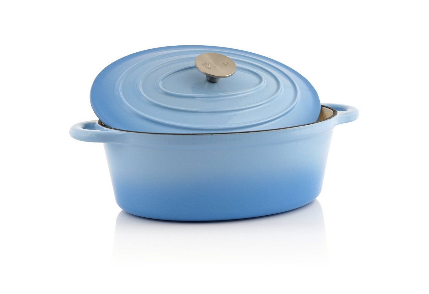 Bbq-toro Gusseisen Cocotte, 4,3 Liter, Blau, Oval, Emaillierter Gusseisen Bräter Mit Deckel Bild 3
