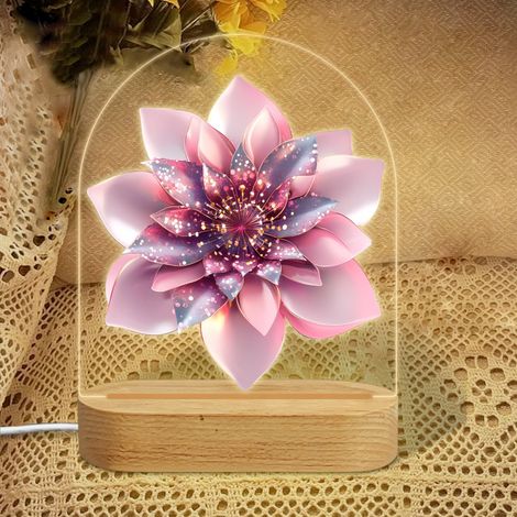 Regenbogenförmiges Nachtlicht Mit Glitzernder Rosa Lotusblume, 7-farbige Led-lampe, Kinderzimmerdekoration, Geschenk Für Mädchen Und Jungen