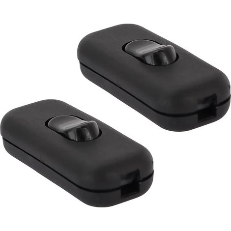 2er-pack Schwarze Torpedoschalter 6a 250v, Wippschalter, Zweipolige Schalter, Zwischenschalter Für Lampen (2- Oder 3-adrig), Für Kleingeräte, Schreibtischlampen, Nachttischlampen