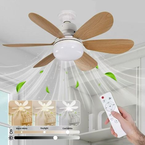 Moderner Deckenventilator Mit Sechs Flügeln, Fernbedienung, Dimmbarer Led-beleuchtung, Drei Geschwindigkeitsstufen, 40 W, E27-fassung