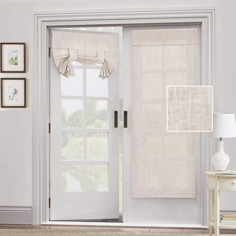 Türvorhänge Aus Leinenmischgewebe – Halbtransparente Vorhänge Für Fenstertüren, Lichtdurchlässige Vorhänge „tricia“, Raffrollos, 66 X 173 Cm, 2 Paneele, Natur