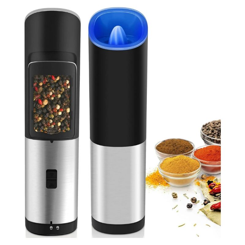 Batteriebetriebene Salz- Und Pfeffermühle (2er-set) Mit Led-licht, Schwerkraftsensor Für Einhändige Bedienung, Einstellbarer Mahlgrad, Ideal Für Küchen Und Restaurants.