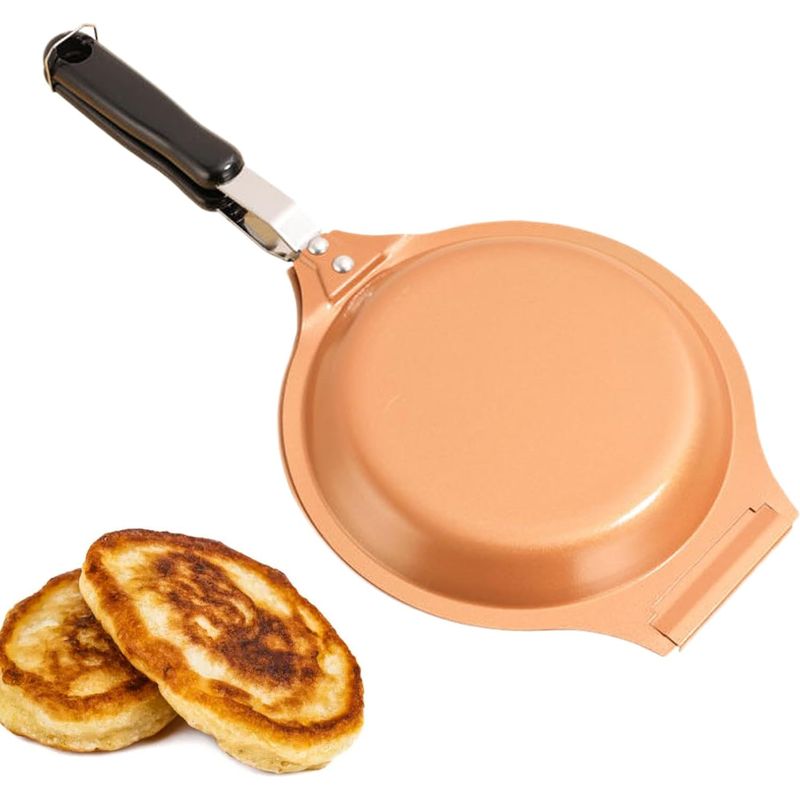 Anti-blasen-bratpfanne – Doppelwandige Eierpfanne, 19 Cm Crêpe-pfanne, Induktionsgeeignet, Antihaftbeschichtet, Tragbares Kochgeschirr, Ideal Für Zuhause, Camping Und Picknicks