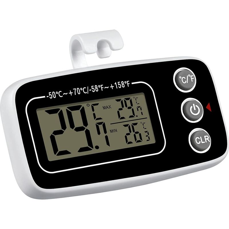 Wasserdichtes Kühlschrank-/gefrierschrankthermometer Mit Haken, Maximal- Und Minimalwertaufzeichnungsfunktion, Leicht Ablesbar