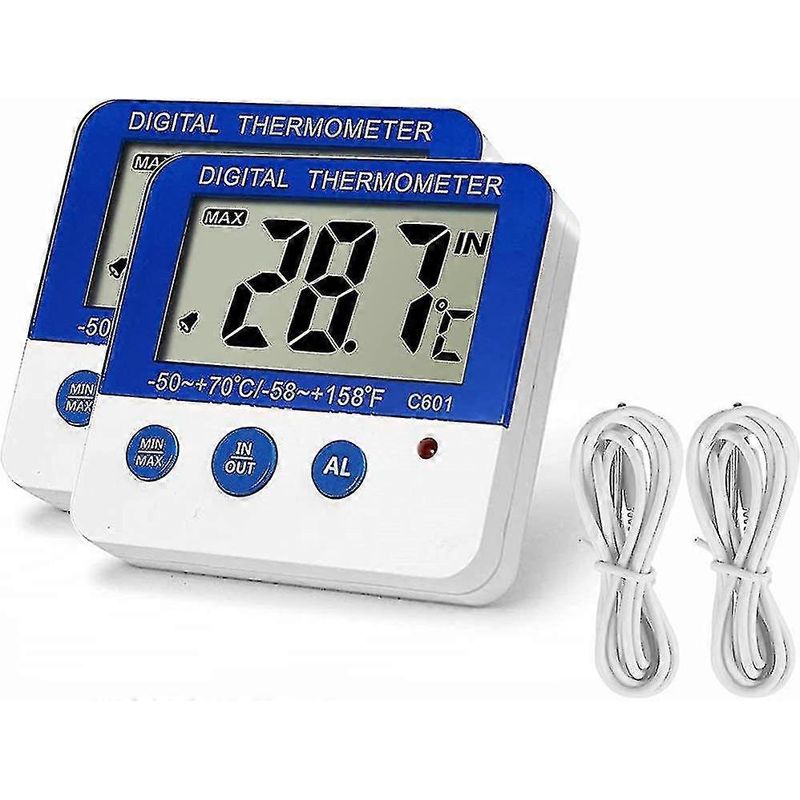 Set Mit 2 Kühlschrank-gefrierschrank-thermometern, Min/max-speicher, Hoch-/niedrigtemperaturalarm