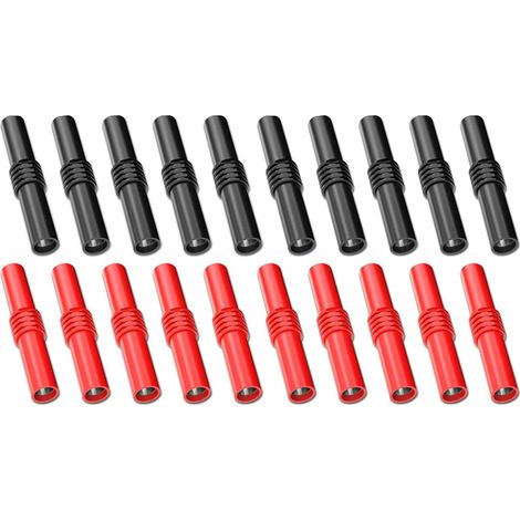 20 Stück 4-mm-isolierte Bananenstecker (weiblich Auf Weiblich), 4-mm-verlängerungs-bananenstecker-adapter Für Elektrische Prüfungen