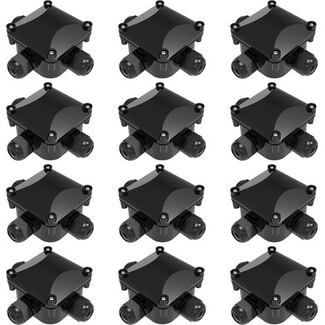 12-teiliges Wasserdichtes Anschlussdosen-set – Ip68-wasserdichte Außenanschlussdose – 3-wege-anschlussdose – Wasserdichter Elektrischer Stecker – Schwarze Anschlussdose