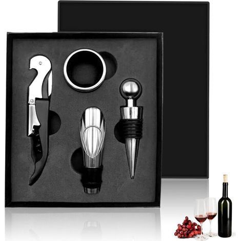 Flaschenöffner, Korkenzieher, Weinflaschenöffner-set, Manueller Flaschenöffner Für Rotwein Mit Klassischem Etui, Weinzubehör-set (schwarz)