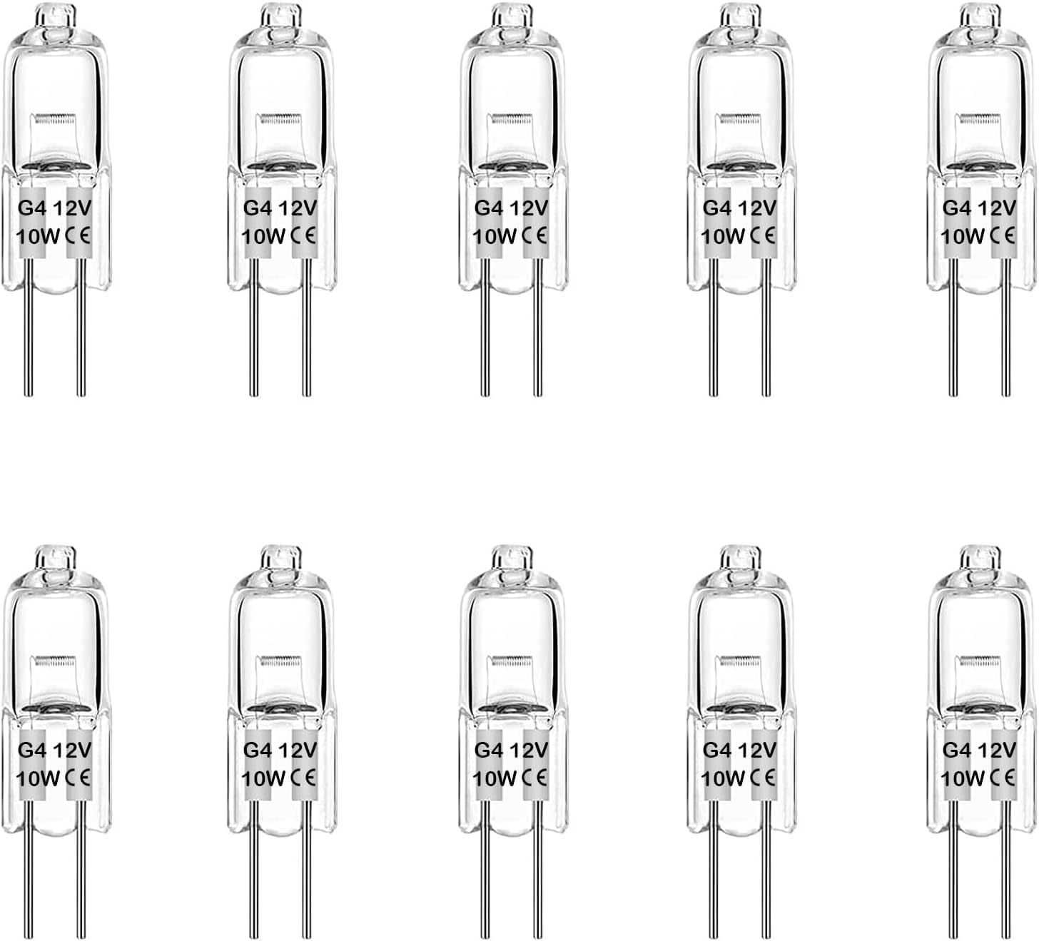Lot De 10 Ampoule Halogène G4 10w 12v Lampe De Base À Broche Halogène, Blanc Chaud 3000k [classe Énergétique G]