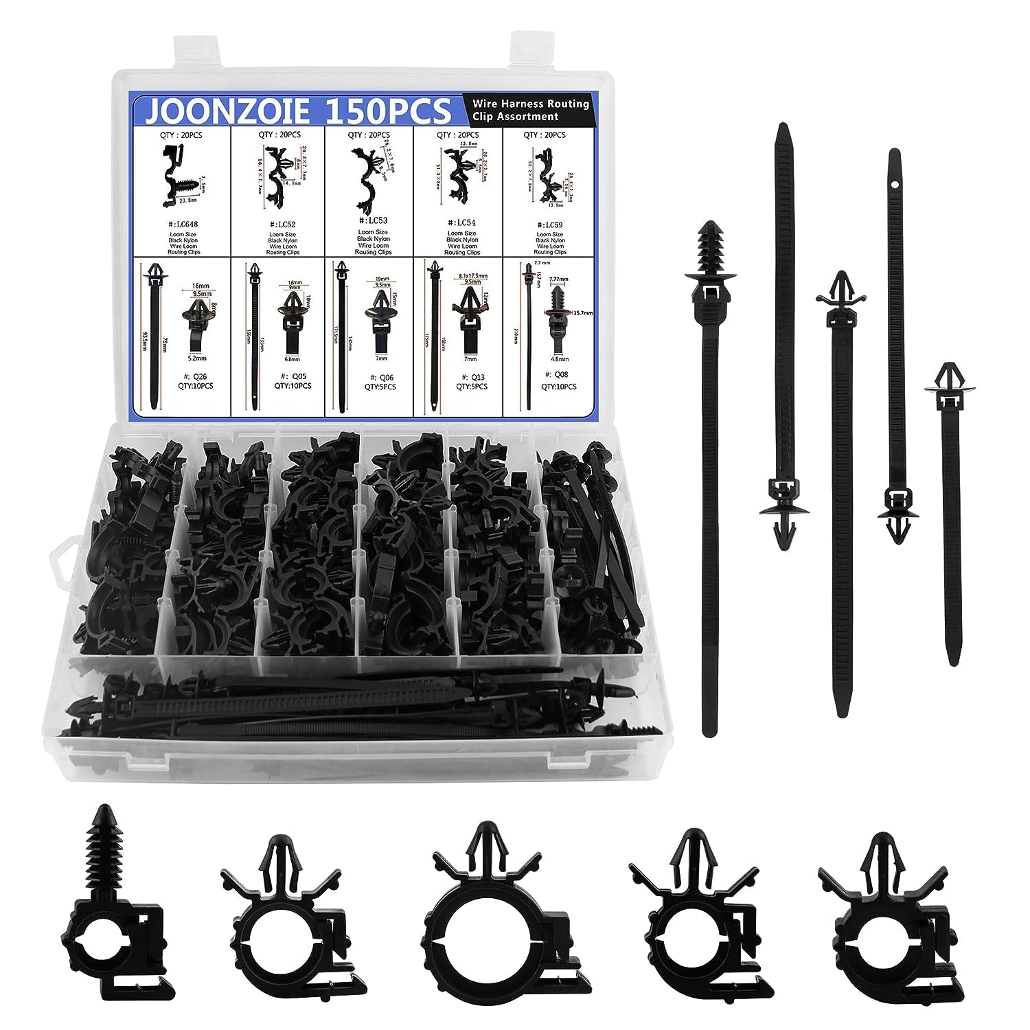 150 Pcs Faisceau De Câblage Clips De Voiture, Attaches De Câble Ailées À Fixation Poussée Avec Pointe De Flèche, Universel Faisceau De Câblage Clips De Voiture