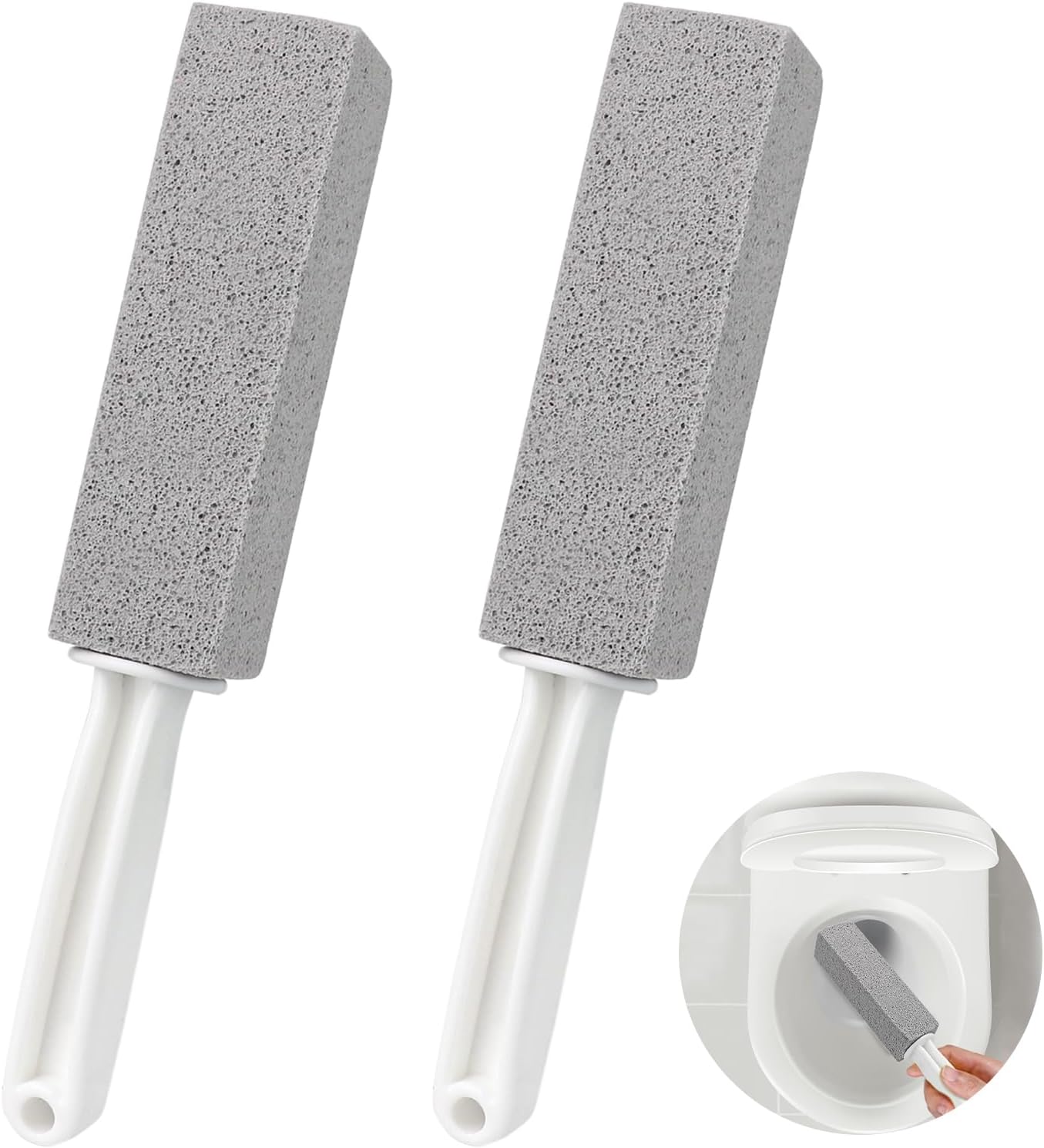 Lot De 2 Pierre Ponce De Nettoyage Avec Manche Long En Plastique Antidérapant Pour Toilettes, Cuisine, Salle De Bain, Piscine Et Ménage De La Maison