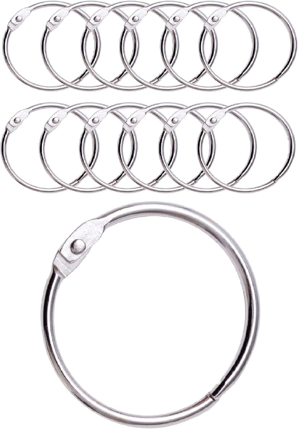 12 Anneaux De Rideaux Douche Avec Crochet En Métal – Anneau Circulaire Ouvrable De 50 Mm Pour Rideaux, Salle De Bain, Maison, Classeurs – Couleur Métallique