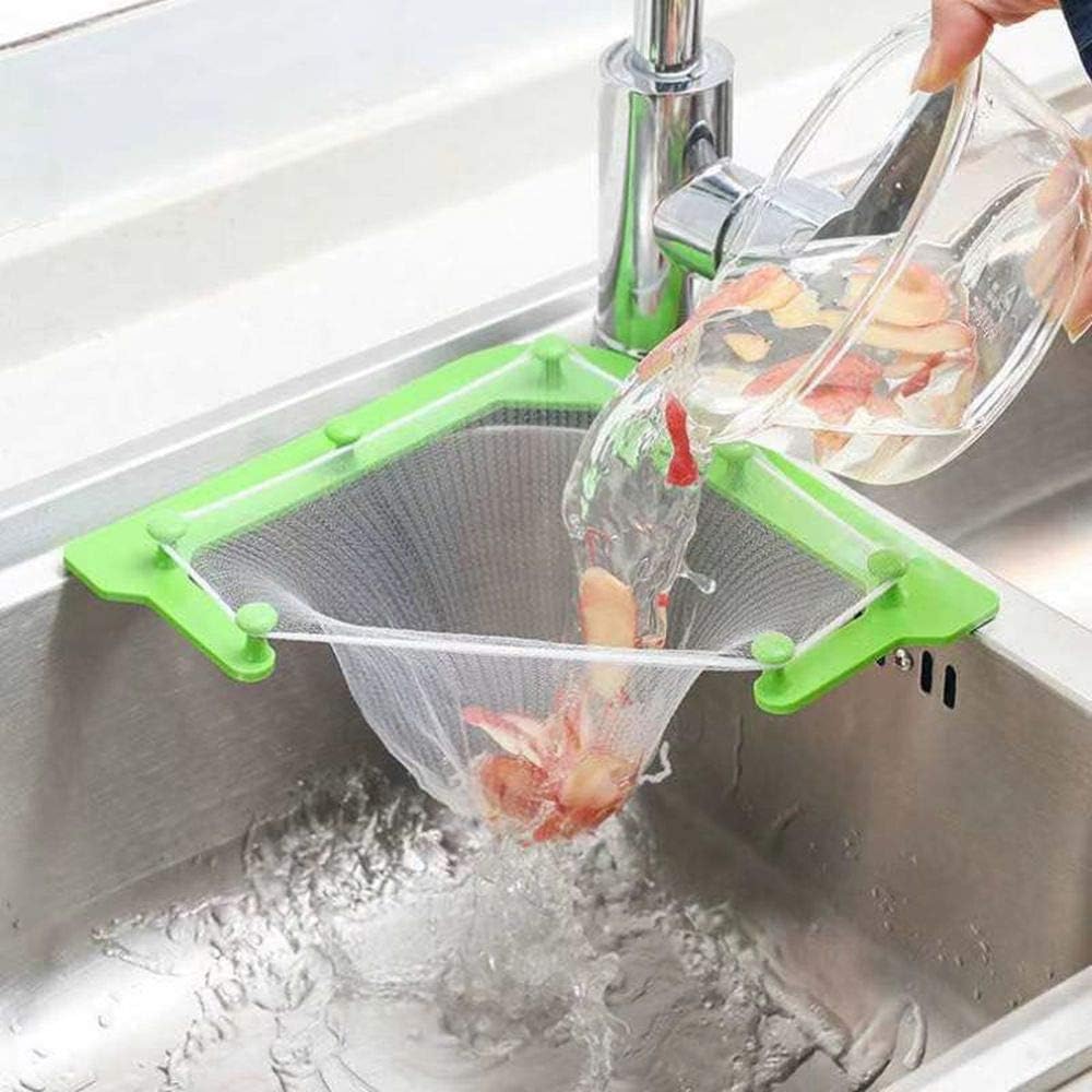 Filtre Triangulaire Pour La Cuisine, Crépine D'Angle Pour L'Évier, Grille D'Égouttage À Filet Fin Pour Le Stockage Des Déchets Dans L'Évier (1 Support + 100 Sacs De Filtre)