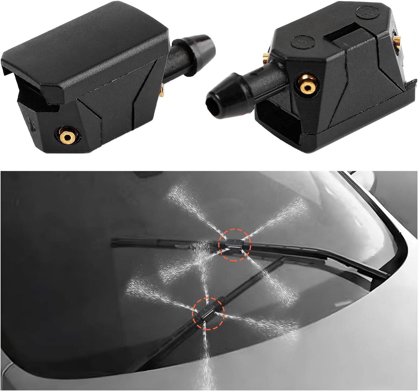 Lot De 2 Buses De Lave-glace Avant À 4 Trous Pour Pare-brise De Voiture - Bras D'Essuie-glace Gauche Et Droit - Accessoires Universels De Véhicule