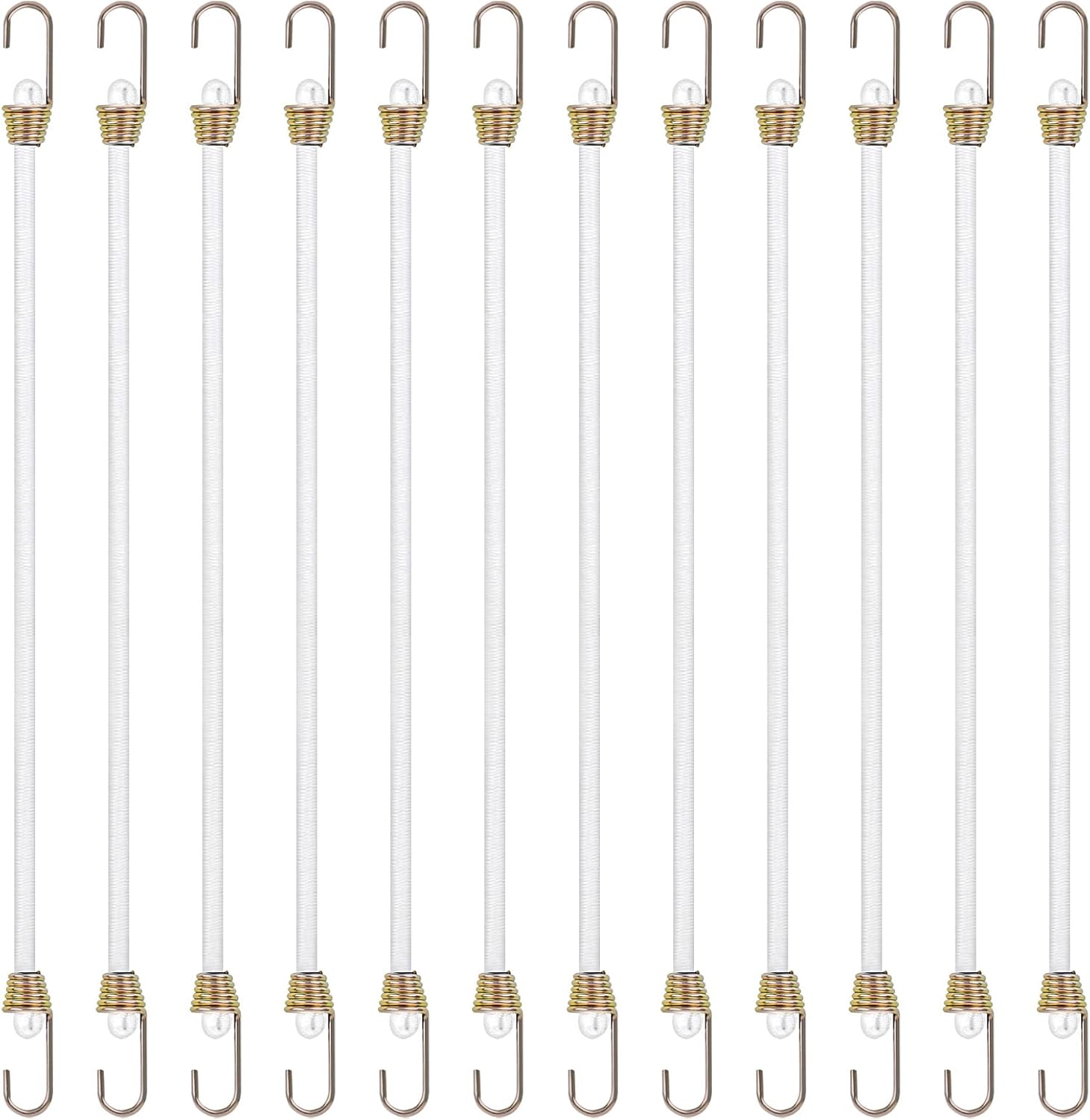Lot De 12 Tendeurs En Caoutchouc Blanc - 26 Cm - Pour Camping, Bagages, Voiture, Chargements, Camping-cars, Activités De Plein Air