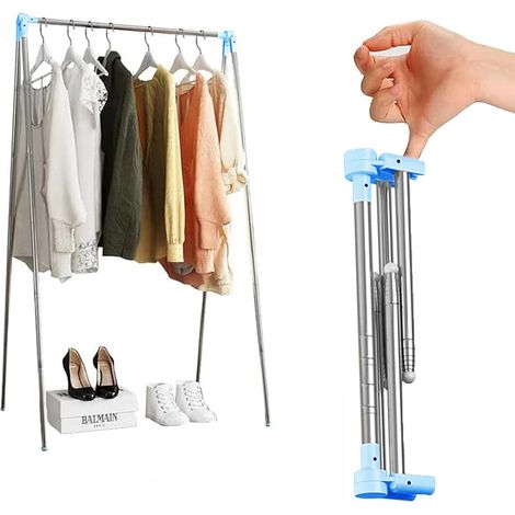 Zusammenklappbarer Und Tragbarer Wäscheständer Für Reisen, Camping Und Wohnmobile, Blau, Höhe 35–133 Cm