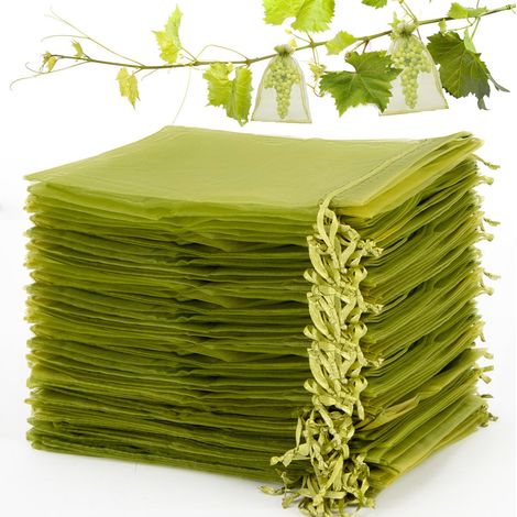 Packung Mit 200 Obstschutzbeuteln – 17 X 23 Cm – Grüne Netzbeutel Aus Organza, Wiederverwendbar, Geeignet Für Obst Und Gemüse