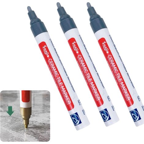 Set Mit 3 Fliesenfugenstiften, Hellgrau, Wasserfest, Zum Verfugen Und Reparieren, Geeignet Für Wände, Böden, Badezimmer Und Küchen.