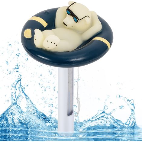 Schwimmbadthermometer, Schwimmendes Thermometer, Leicht Ablesbar, Mit Trageband, Geeignet Für Schwimmbäder, Whirlpools, Badewannen Und Aquarien (eisbär-design)