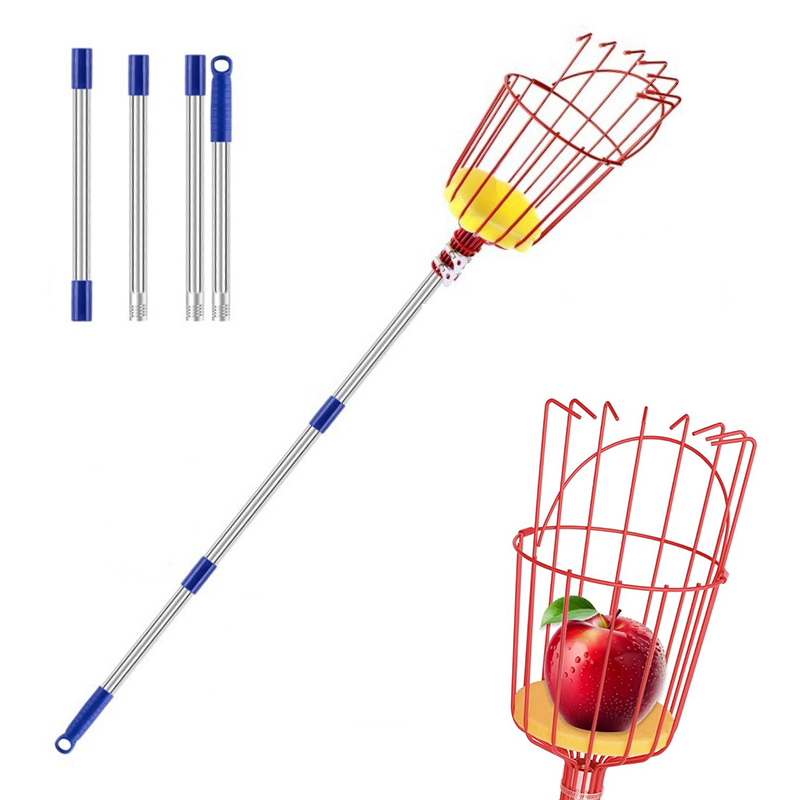 5,6 M Langer Teleskop-obstpflücker, Ausziehbarer Edelstahl-pflanzstab, Gartengerät Mit Erntekorb – Obstpflücker