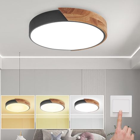 Runde 25-w-deckenleuchte, Dimmbare Led-holz-deckenleuchte, Farbtemperatur 3000 K – 6500 K, Geeignet Für Schlafzimmer, Flur Und Balkon