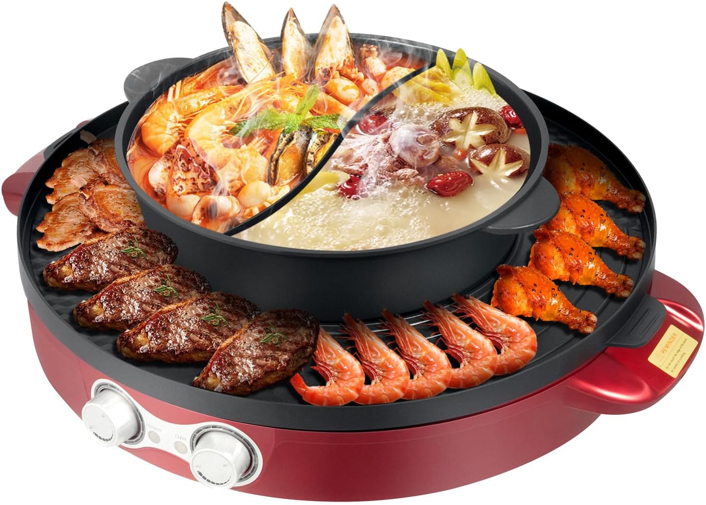 2200-watt-elektrogrill (2-in-1) Mit Herausnehmbarer Grillplatte, Separater Temperaturregelung, Multifunktionalem Grill, Leicht Zu Reinigen – Ideal Für Restaurants Und Haushalte.